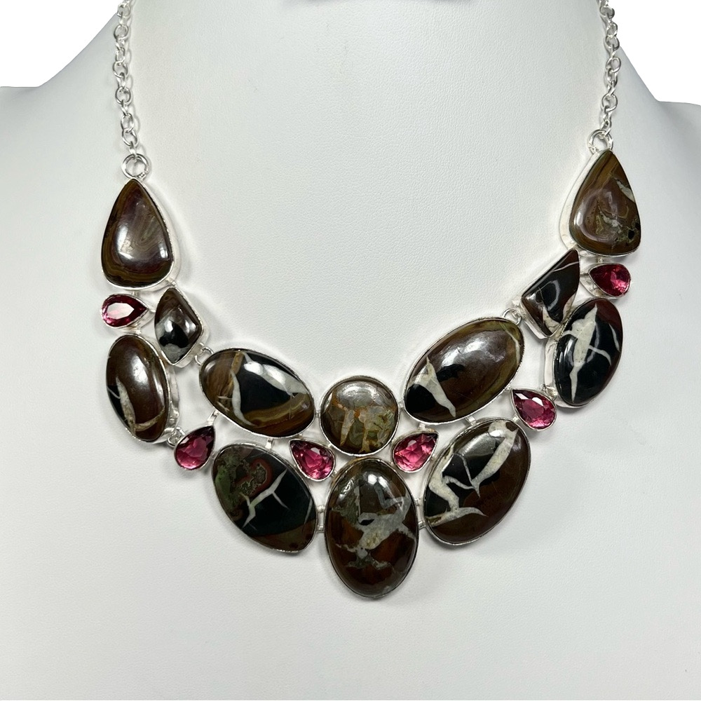 Lightning Septarian 925  Large Gemstone Necklace